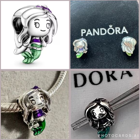 4x NWOT Ariel The Little Mermaid Disney Pandora FIT Silver Charm - Picture 6 of 15